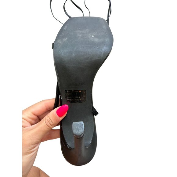 STEVE MADDEN Black Leather Lace Up Sandals Heels Size 9 - Picture 4 of 7